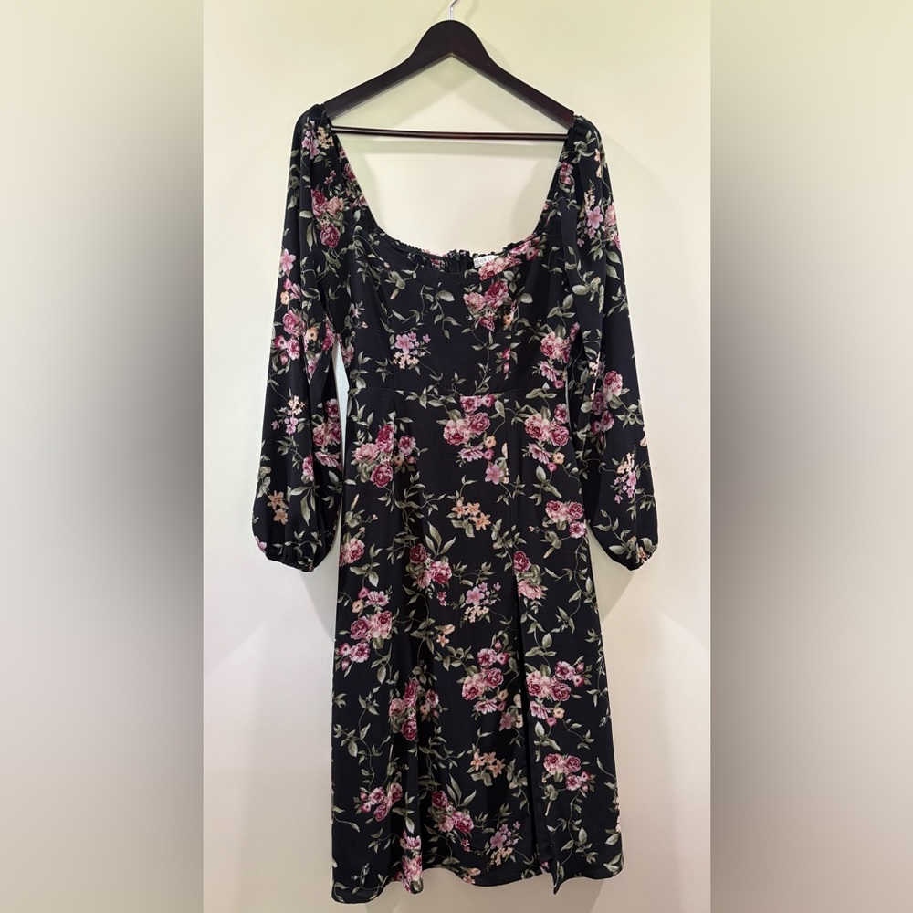 Women's Everyday Black Long Sleeve Floral Wedding Guest Size Medium forever 21